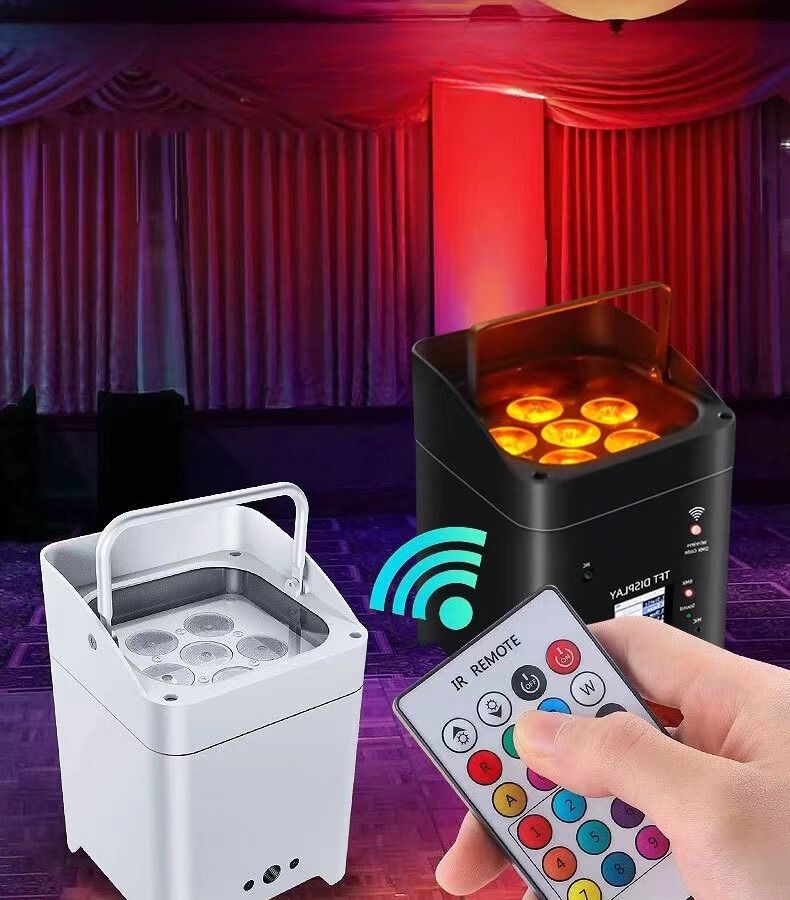 Projecteur LED PAR 6*18W RGBWA+UV Sans Fil - App WiFi, DMX, Batterie, Pour DJ/mariage (1 An Garantie)
