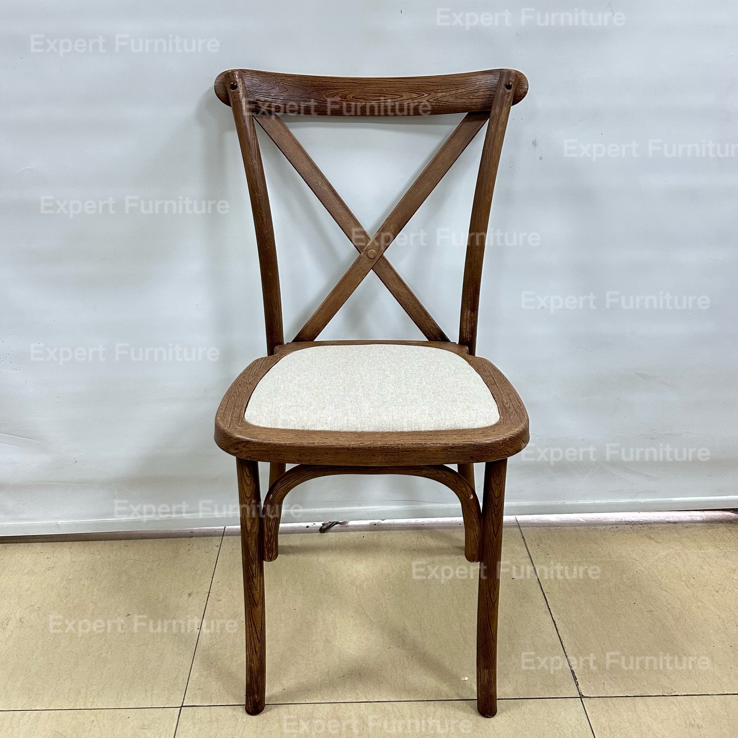 Resin Cross Back Chair with Rattan Seat - Image 3