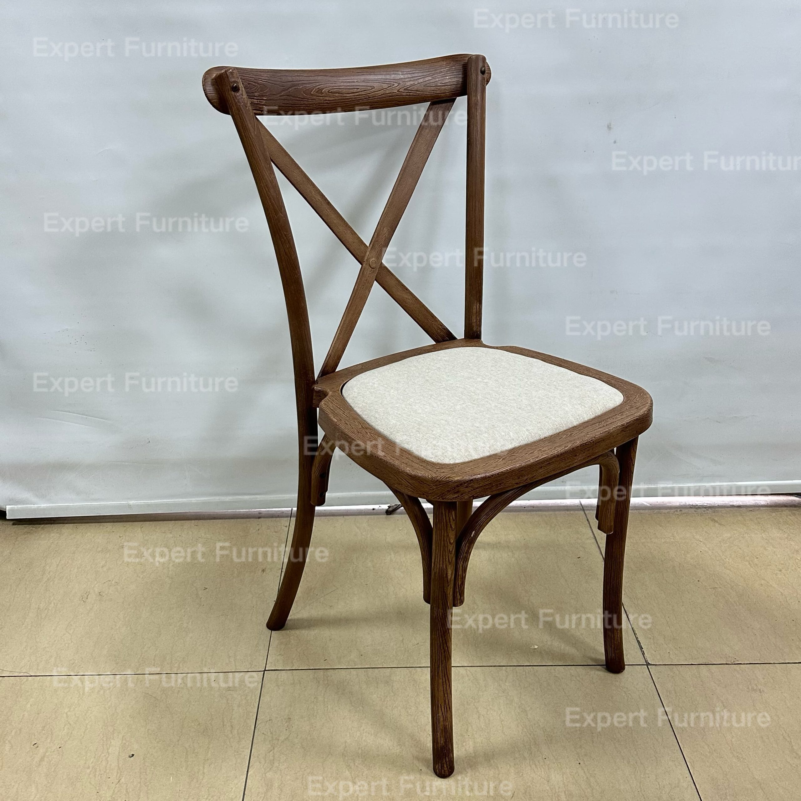 Resin Cross Back Chair with Rattan Seat - Image 4