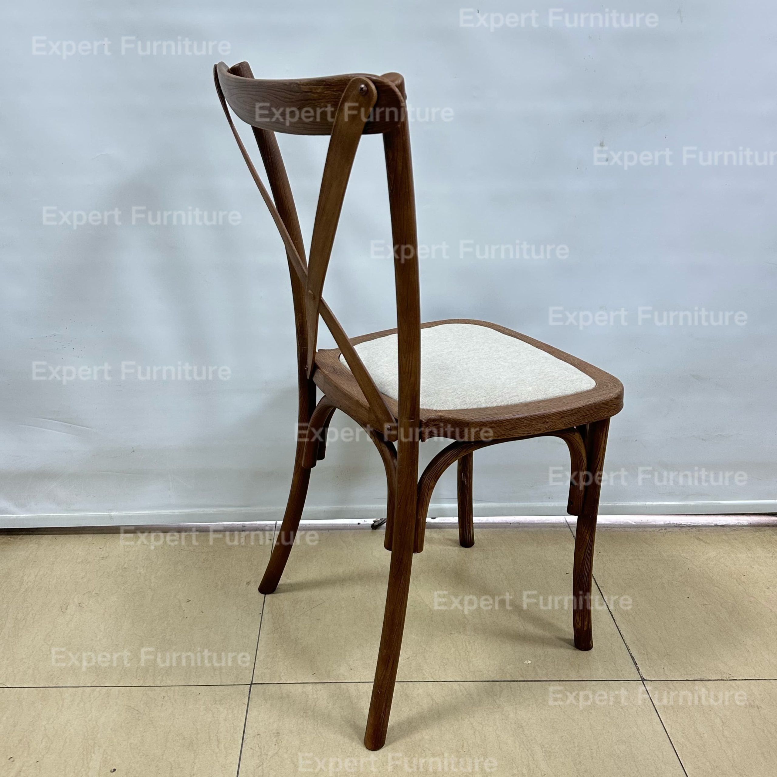 Resin Cross Back Chair with Rattan Seat - Image 5
