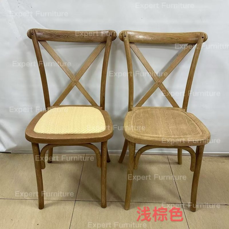 Resin Cross Back Chair with Rattan Seat