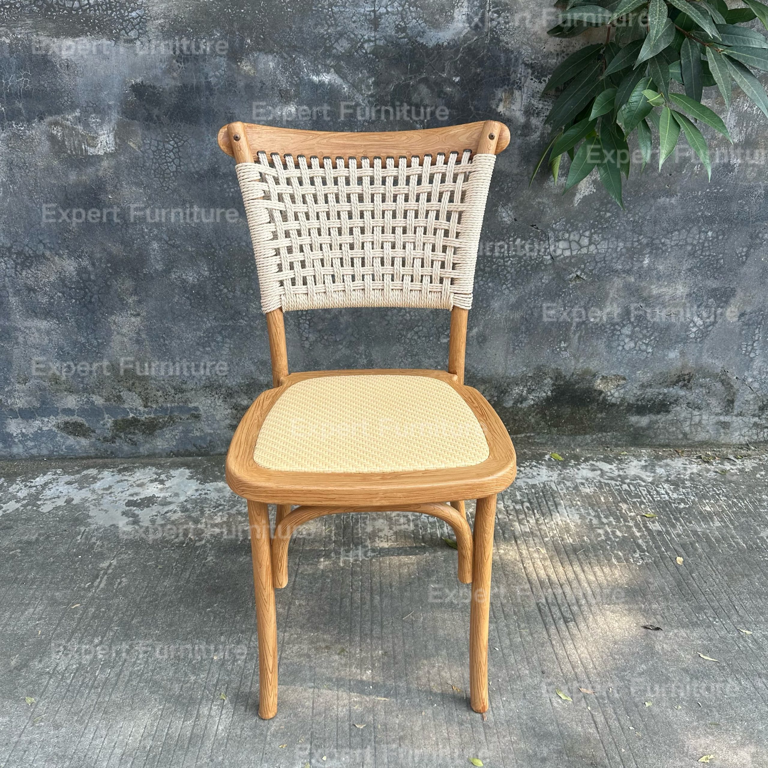Rattan Woven Back Resin Chair - Image 3
