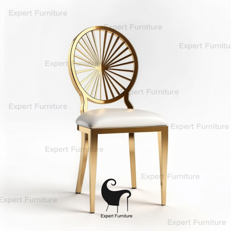 Luxury Series - Laser Cutting Round Back Stainless Steel Chair