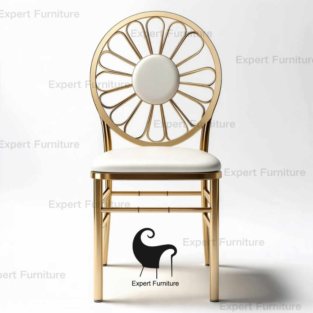 Luxury Series - Round Flower Back Stainless Steel Chair